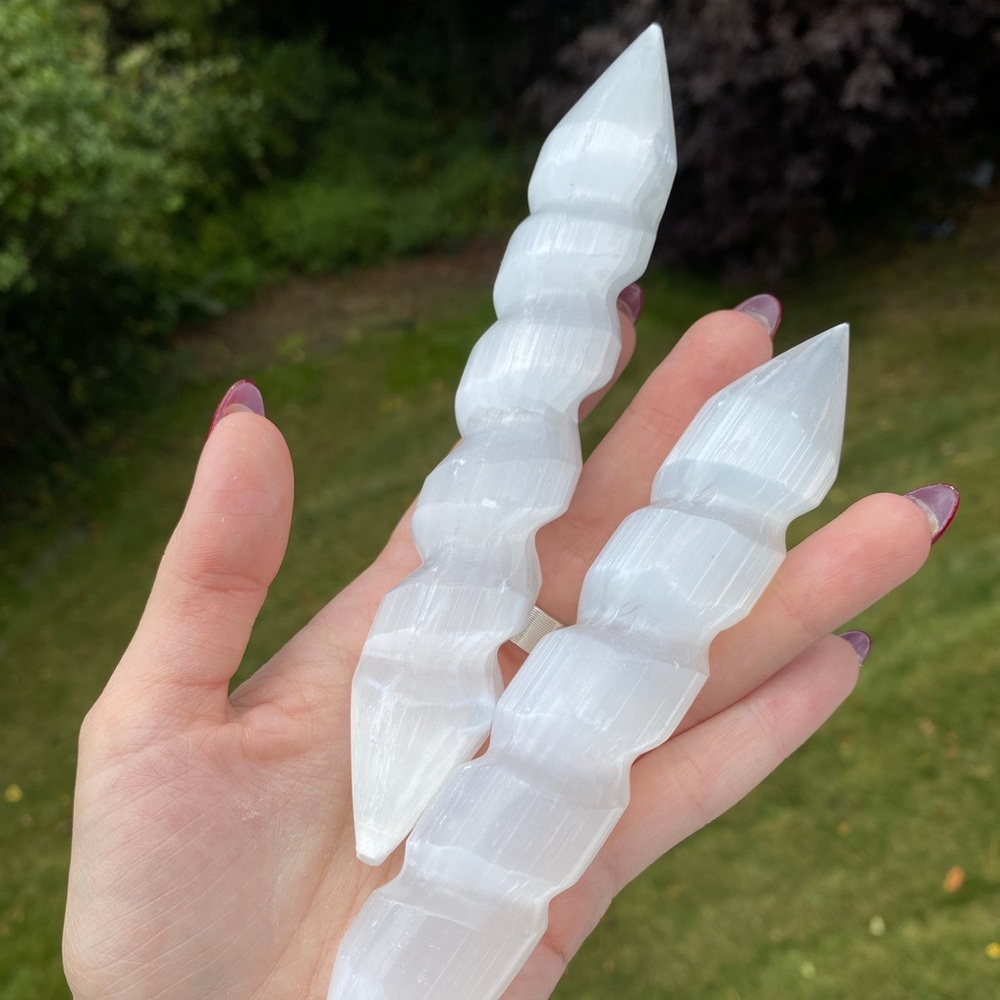 SELENITE Crystal Wands - Spiral